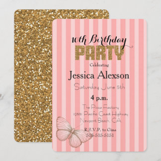 Blush Pink Gold Confetti Glitzer 16. Geburtstag Einladung