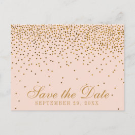 Blush Pink & Gold Confetti Hochzeit speichern das Ankündigungspostkarte
