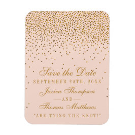 Blush Pink & Gold Confetti Hochzeit speichern das Magnet