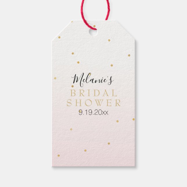 Blush Pink Gold Confetti Sparkle Ombre Geschenkanhänger (Vorderseite)