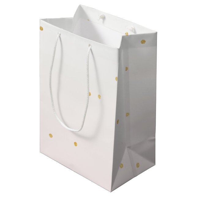 Blush Pink Gold Confetti Sparkle Ombre Mittlere Geschenktüte (Vorderseite Schrägansicht)