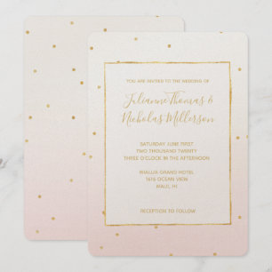 Blush Pink Gold Confetti Sparkle Ombre Wedding Einladung