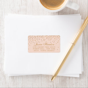 Blush Pink & Gold Confetti Wedding Adressaufkleber