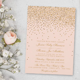 Blush Pink & Gold Confetti Wedding Einladung