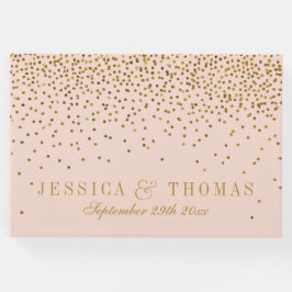 Blush Pink & Gold Confetti Wedding Gästebuch