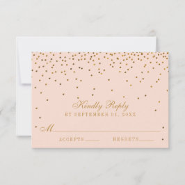 Blush Pink & Gold Confetti Wedding RSVP