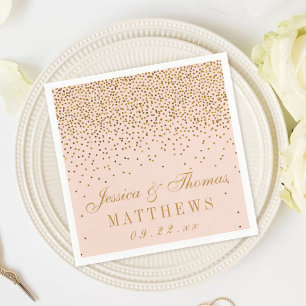 Blush Pink & Gold Confetti Wedding Serviette