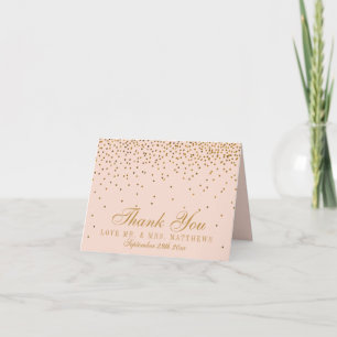 Blush Pink & Gold Confetti Wedding Vielen Dank Dankeskarte