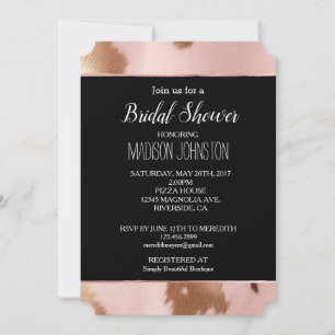 Blush Pink Gold Cowgirl Cowhide Einladung