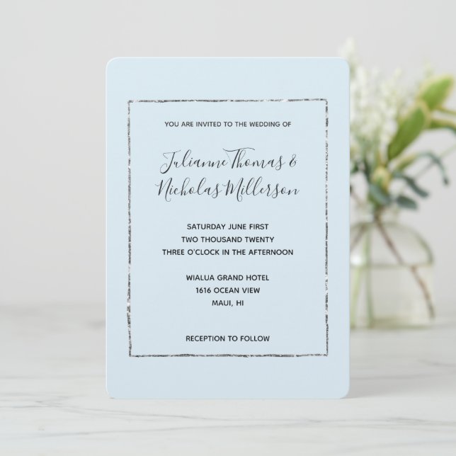 Blush Pink Gold Einfache Chic Hochzeitseinladungen Einladung (Stehend Vorderseite)