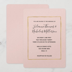Blush Pink Gold Einfache Chic Hochzeitseinladungen Einladung