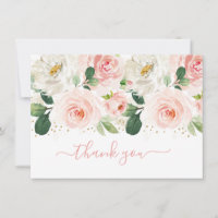 Blush Pink & Gold Floral Baby Dusche Vielen Dank