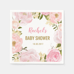 Blush Pink Gold Floral Baby Duschpapier Napkins Serviette