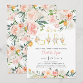 Blush Pink Gold Floral Es ist eine Girl Baby Dusch Einladung