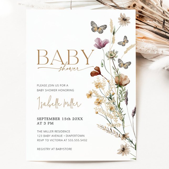 Blush Pink Gold Floral Girl Kinderdusche Einladung (Blush Pink Gold Floral Girl Baby Shower Invitation)
