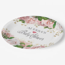 Blush Pink Gold Floral Little Girl Baby Dusche