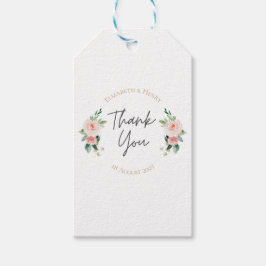 Blush pink gold floral peony thank you wedding  geschenkanhänger