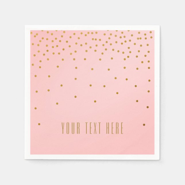 Blush Pink & Gold Foil Confetti Wedkins Serviette (Vorderseite)