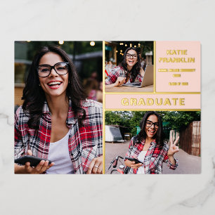 Blush Pink Gold Foil Faire-part de graduation phot