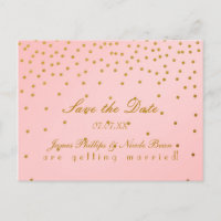 Blush Pink & Gold Foil Punkte Save the Date Postka