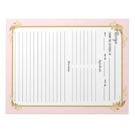 Blush Pink Gold Foliage Rezept Binder Notepad Notizblock