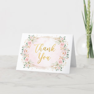 Blush Pink Gold Garden Blume Hochzeit Dankeskarte