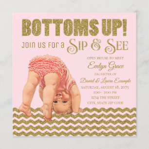 Blush Pink Gold Girls Sip und Einladung