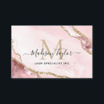 Blush Pink Gold Glam Glitzer Marble Agate Monogram Visitenkarte<br><div class="desc">Moderne elegante, rosafarbene Rosa Gold Glitzer Marmorpatrone Monogram Visitenkarte</div>