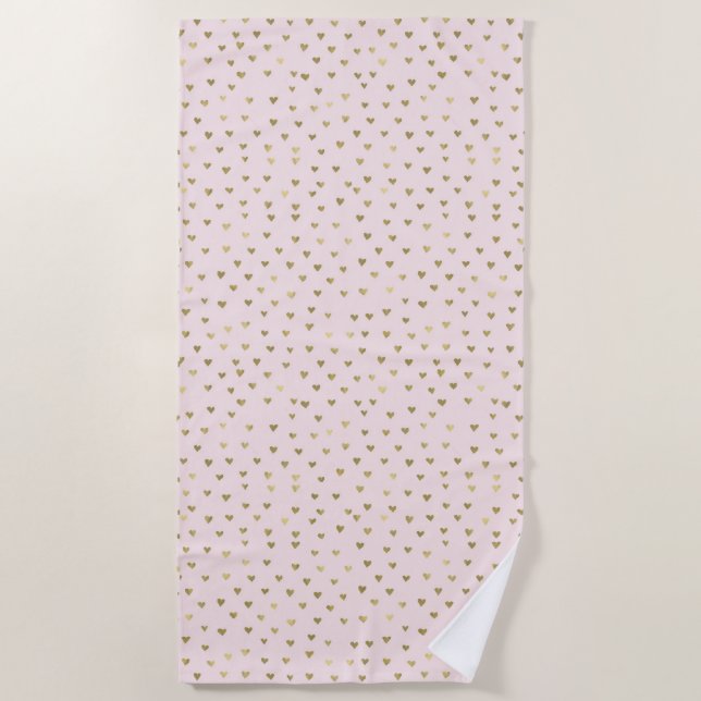 Blush Pink Gold Glam Herz Abstrakt Strandtuch (Vorderseite)