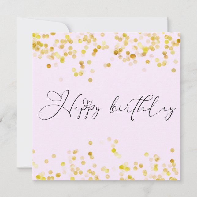 Blush Pink Gold Glitter Happy Birthday Karte (Vorderseite)