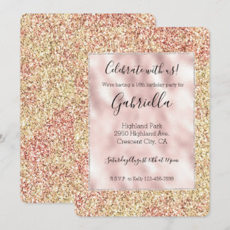 Blush Pink Gold Glitter Ombre Einladung