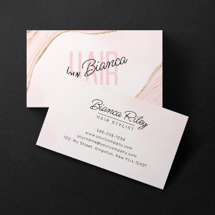 Blush Pink Gold Glitzer Agate Hair Stylist Salon Visitenkarte