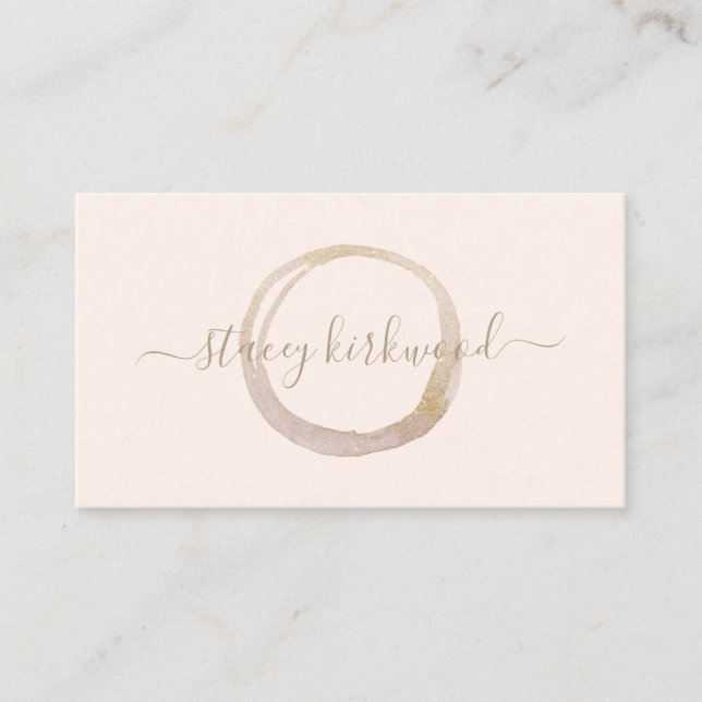 Blush Pink Gold Glitzer Circle Logo Modern Visitenkarte (Vorderseite)