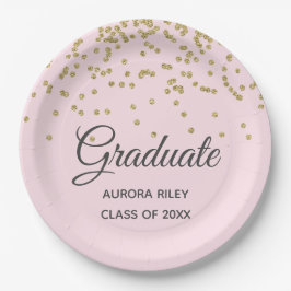 Blush Pink Gold Glitzer Confetti Abschluss Gefalle Pappteller