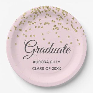 Blush Pink Gold Glitzer Confetti Abschluss Gefalle Pappteller