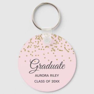 Blush Pink Gold Glitzer Confetti Abschluss Gefalle Schlüsselanhänger