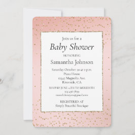 Blush Pink Gold Glitzer Confetti Babydusche Einladung