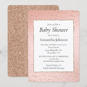 Blush Pink Gold Glitzer Confetti Babydusche Einladung