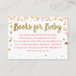 Blush Pink Gold Glitzer Confetti Bücher für Baby Begleitkarte