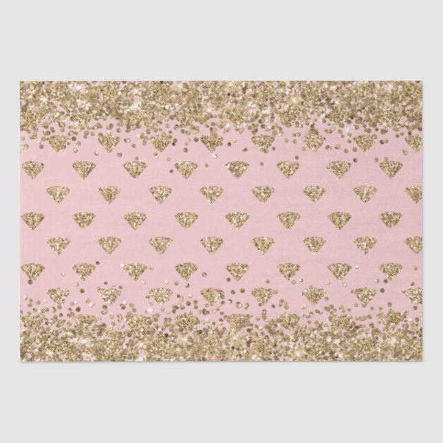 Blush Pink Gold Glitzer Diamonds Sparkone Seidenpapier (Vorderseite)