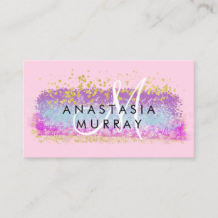 Blush Pink & Gold Glitzer Farbige weiße Monogramme Visitenkarte