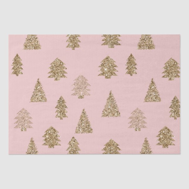 Blush Pink Gold Glitzer Glam Weihnachtsbaumen Seidenpapier (Vorderseite)