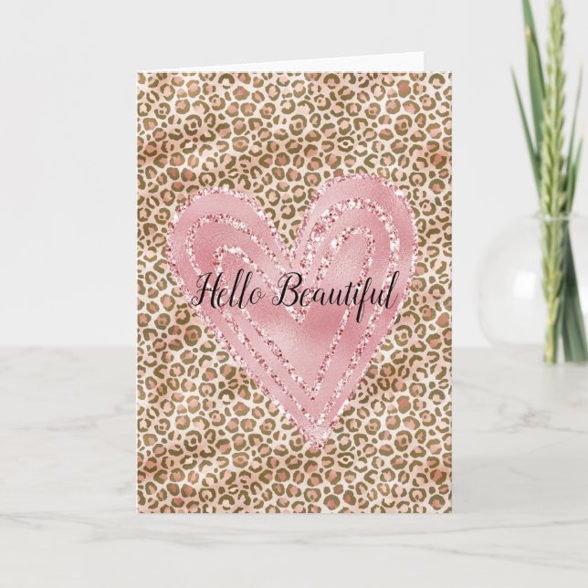 Blush Pink Gold Glitzer Herzblinddruck Karte (Vorderseite)