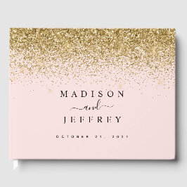 Blush Pink & Gold Glitzer Hochzeit Gästebuch