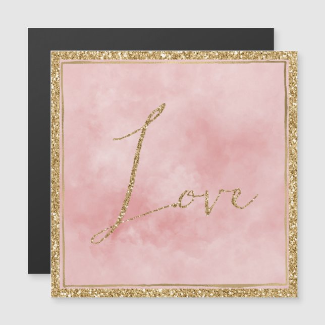 Blush Pink Gold Glitzer Liebe Magnetkarte (Vorne/Hinten)