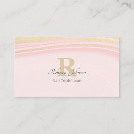 Blush Pink Gold Glitzer Monogram Girl Chic Visitenkarte