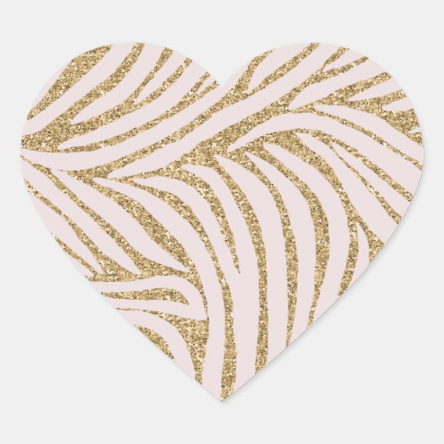 Blush Pink Gold Glitzer Zebra Herz-Aufkleber (Vorderseite)