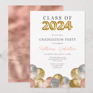 Blush Pink Gold Graduation Party Einladung