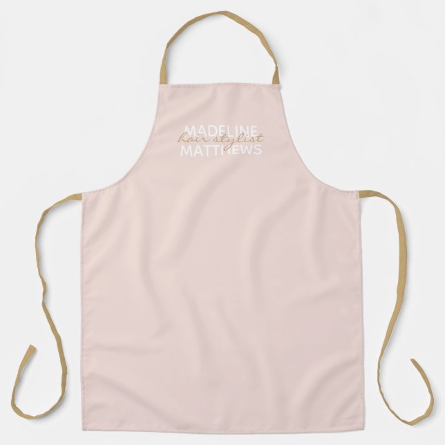 Blush Pink Gold Haare Stylist Script Salon Name Schürze (Vorderseite)