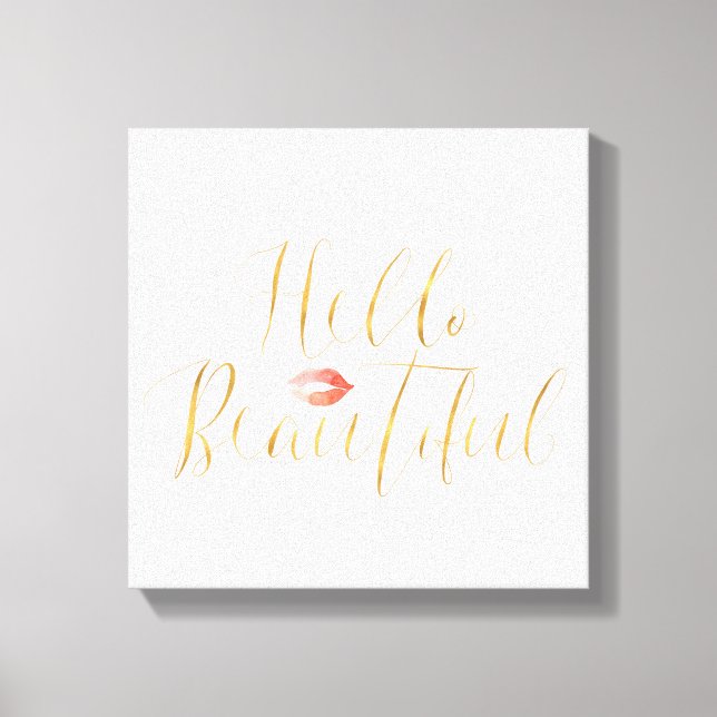 Blush Pink Gold Hallo Schöne Lippen Leinwanddruck (Vorderseite)